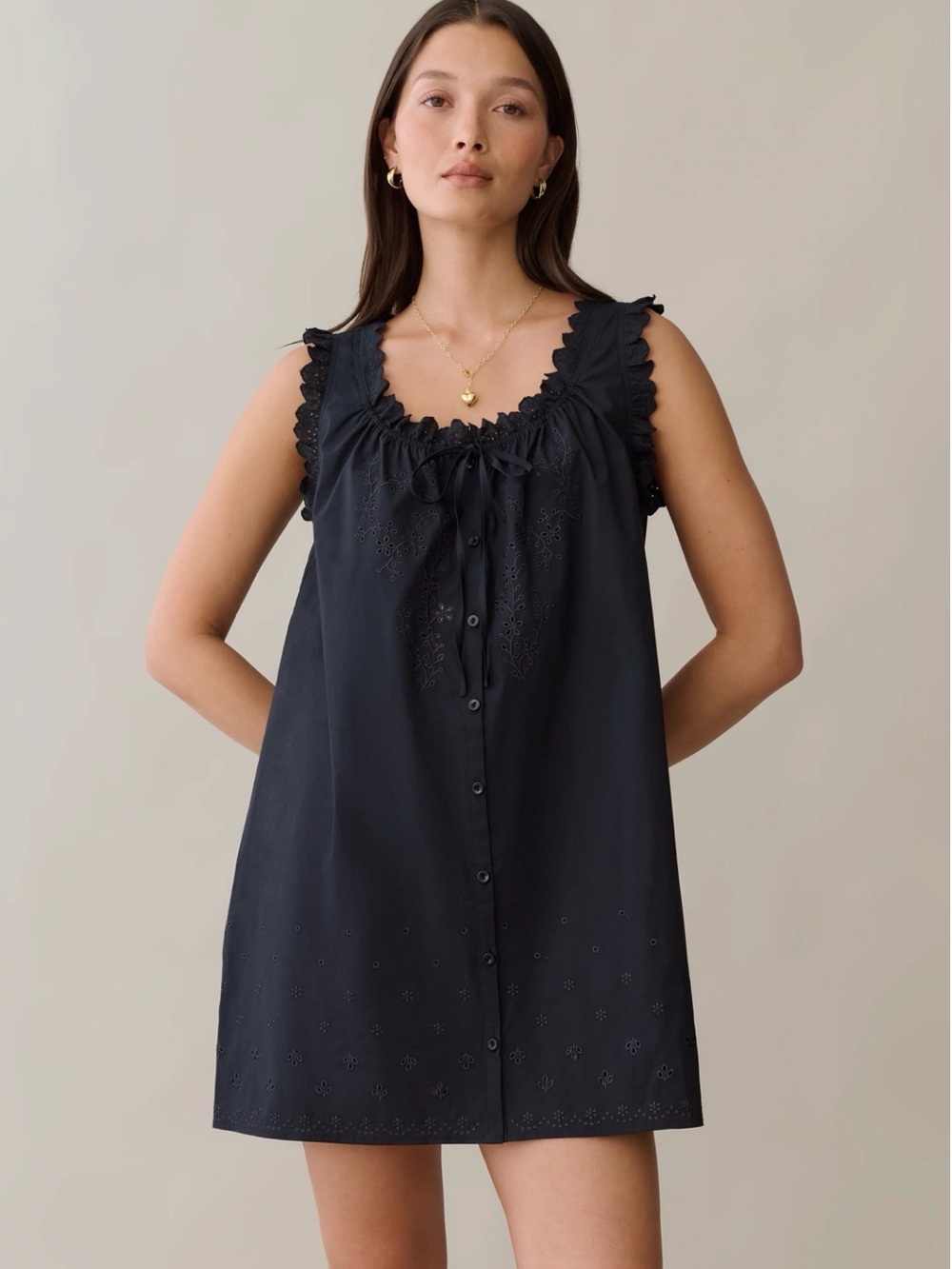 FEW MODA SORELLA CAROLINE COTTON DRESS Mini Dress in Black